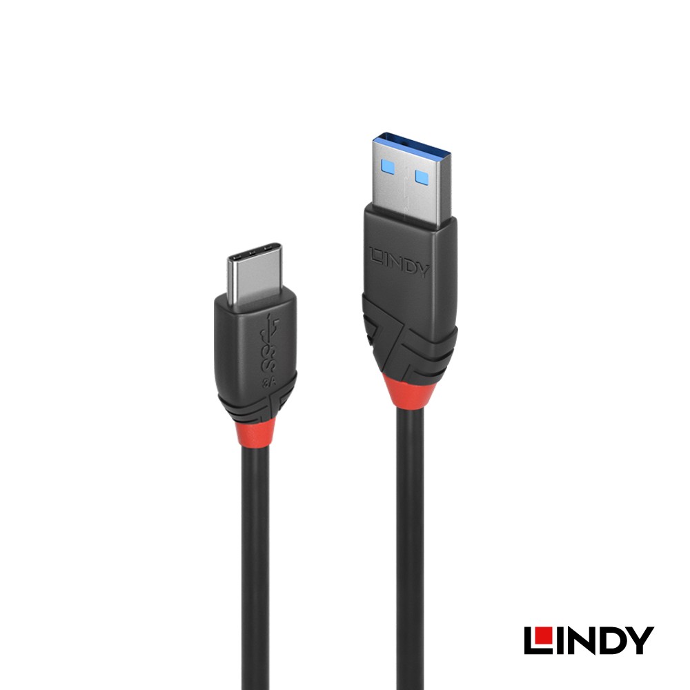 36917_A - Black系列USB 3.2 Gen 2 Type-C/公 to Type-A/公 傳輸線, 1.5m
